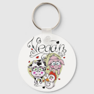Vegan Button Keychain