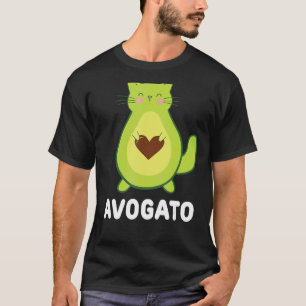 Vegan Cat Vegetarian Cat Avocado Avocato Avocat Av T-Shirt