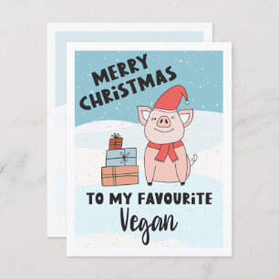 Vegan Christmas with nice piglet and presents Card