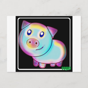 Vegan coloured pig postcard