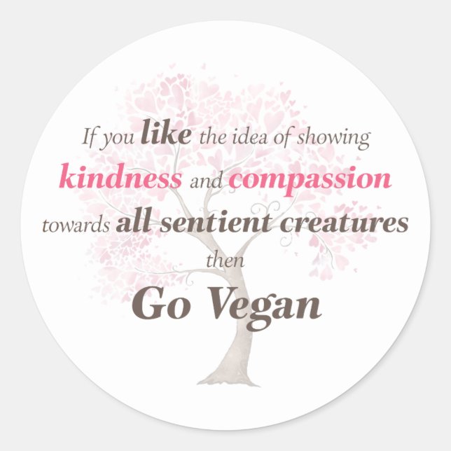 Vegan Compassion and Kindness Classic Round Sticker (Front)