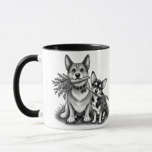 Vegan Corgi & Chihuahua with Carrots Mug