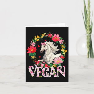Vegan Cute Horse Flowers Circle Farming Lover Vege Card
