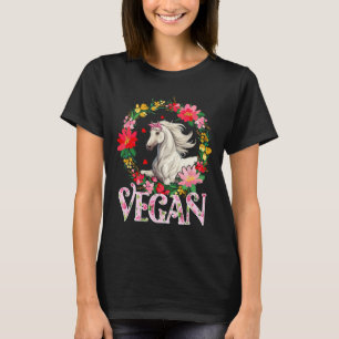 Vegan Cute Horse Flowers Circle Farming Lover Vege T-Shirt