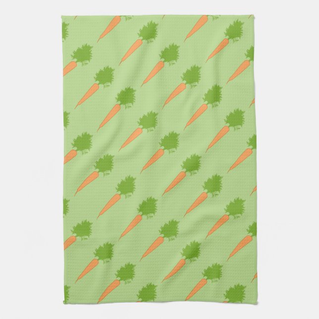 Vegan Cute Orange Carrots Tea Towel (Vertical)
