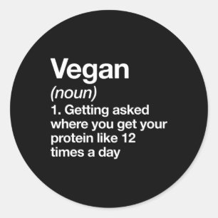 Vegan Definition Funny Sports Workout Gym Classic Round Sticker