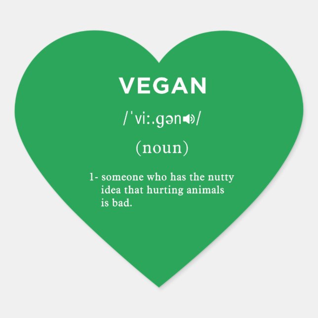 vegan definition green heart sticker (Front)