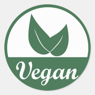 Vegan Design 1 Green on White Classic Round Sticker