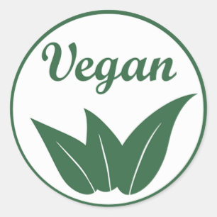 Vegan Design 2 Green on White Classic Round Sticker