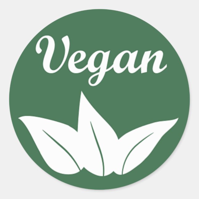 Vegan Design 2 White on Green Classic Round Sticker (Front)