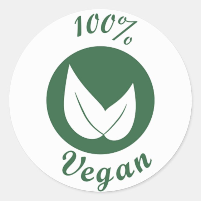 Vegan Design 3 Green on White Classic Round Sticker (Front)