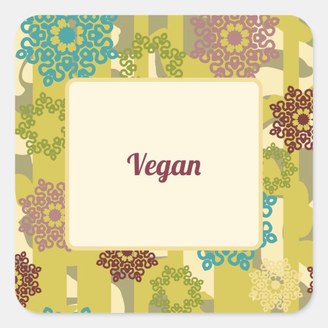 Vegan Dietary Requirement Urban Floral Party Square Sticker (Front)