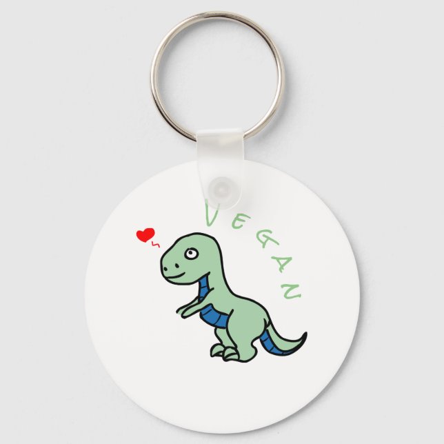 Vegan Dinosaur Kind Dino Love Animals Key Ring (Front)
