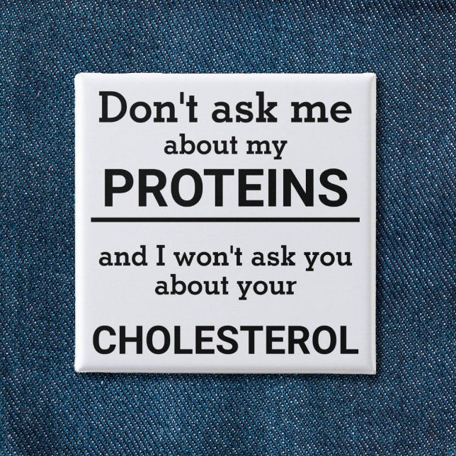 Vegan - don't ask me about my protein fun 15 cm square badge (Creator Uploaded)