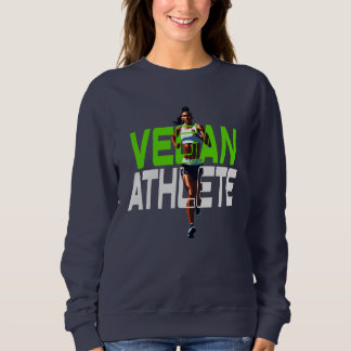 vegan female athlete , vegan runner sweatshirt