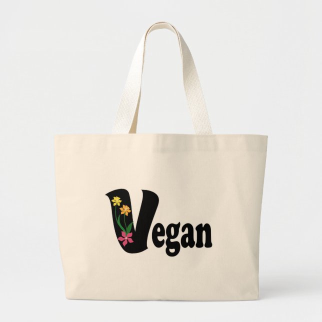 Vegan Flower Large Tote Bag (Front)