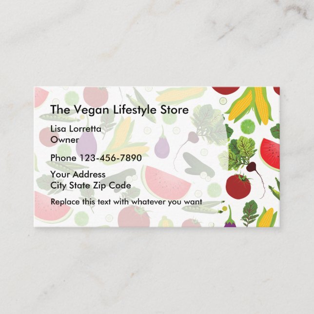 Vegan Food And Wellness Store Business Card (Front)