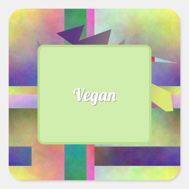 Vegan Food Requirement Abstract Pattern Party Square Sticker (Front)