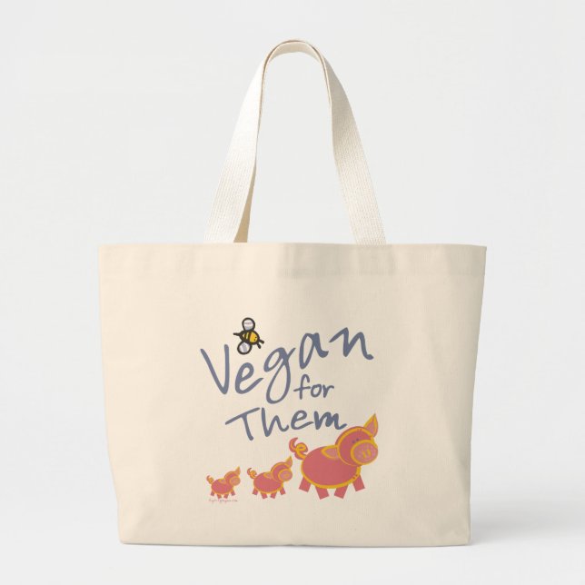 Vegan for Animals Large Tote Bag (Front)