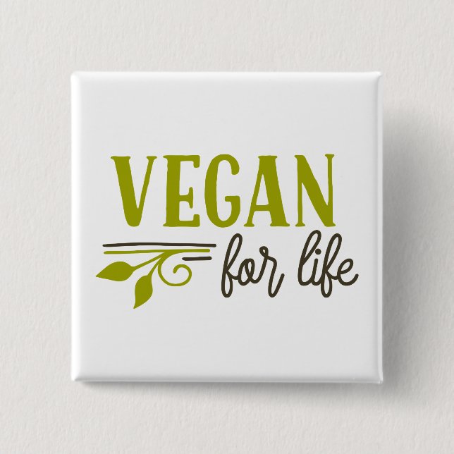 Vegan For Life 15 Cm Square Badge (Front)