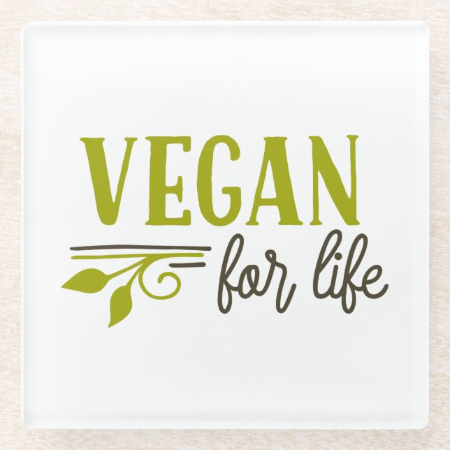 Vegan For Life Glass Coaster (Front)