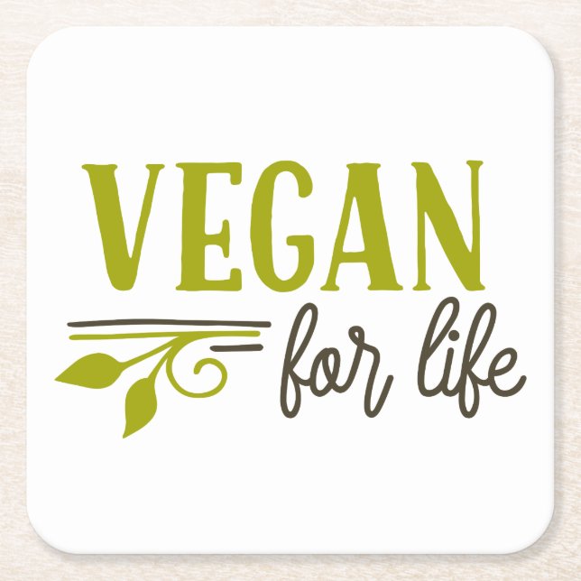 Vegan For Life Square Paper Coaster (Front)