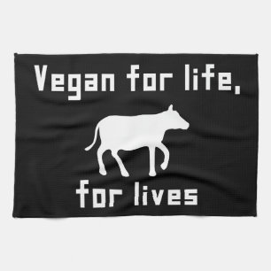 Vegan for life tea towel