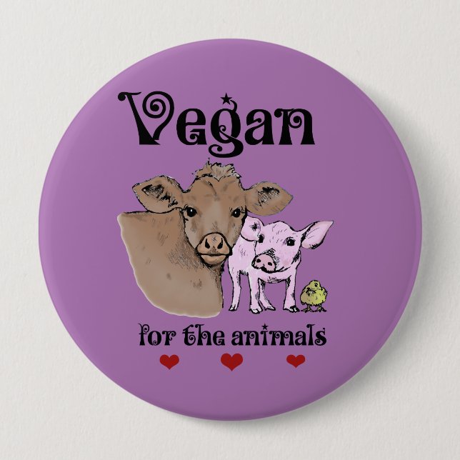 Vegan for the animals Button (Front)