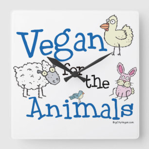 Vegan for the Animals Square Wall Clock