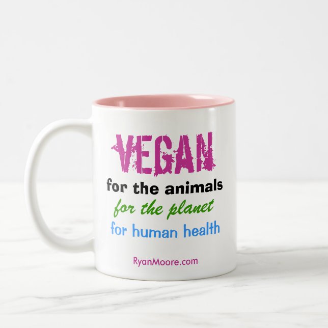 Vegan for the animals Two-Tone coffee mug (Left)