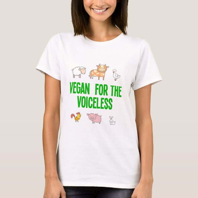Vegan for the voiceless cute cartoon animals T-Shirt (Front)