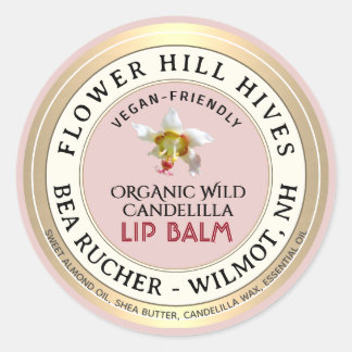 VEGAN FRIENDLY Candelilla wax Lip Balm Label 