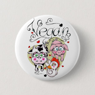 Vegan friends 6 cm round badge