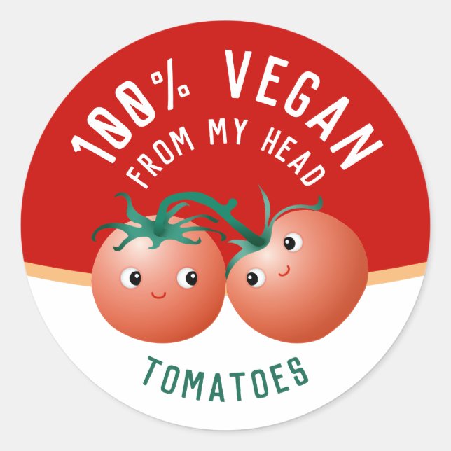 Vegan from my head to my toes label cute tomatoes (Front)