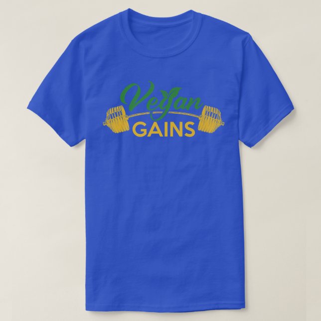 Vegan Gains Eat Vegetables And Fruits Vegetarian  T-Shirt (Design Front)