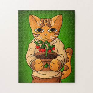 Vegan Gardener Cat Jigsaw Puzzle