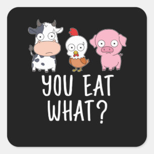 Vegan Gift Vegetarian Gifts Plant Funny Vegan Square Sticker