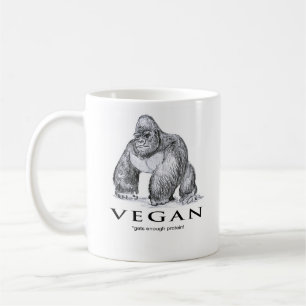 Vegan gorilla gets enough protein funny coffee mug