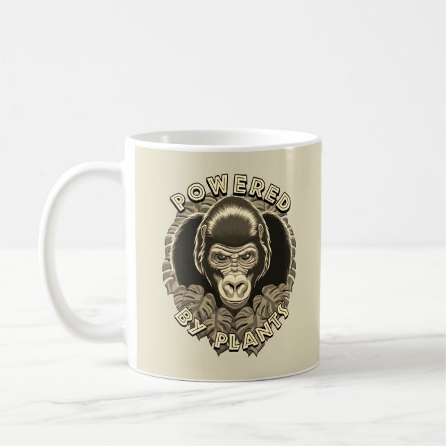 Vegan Gorilla - Powered By Plants Quote Coffee Mug (Left)
