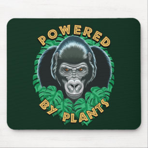 Vegan Gorilla - Powered By Plants Quote Mouse Pad