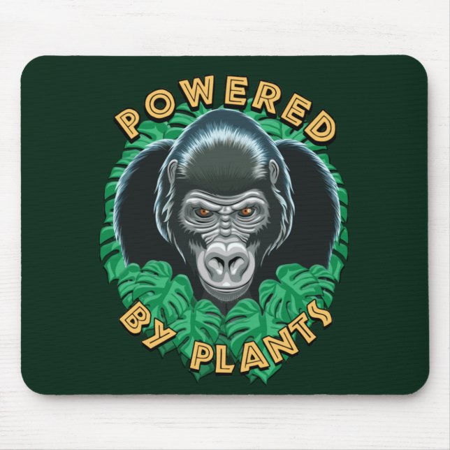 Vegan Gorilla - Powered By Plants Quote Mouse Pad (Front)