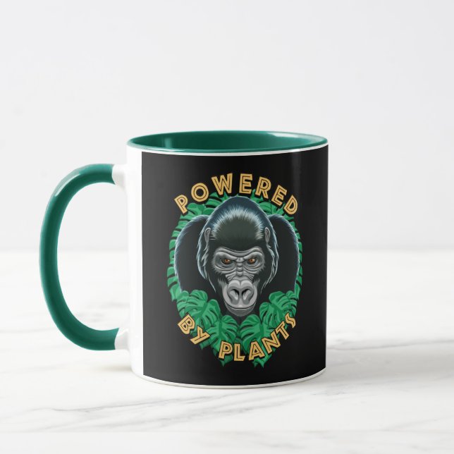Vegan Gorilla - Powered By Plants Quote Mug (Left)