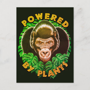 Vegan Gorilla - Powered By Plants Quote Postcard