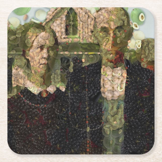 Vegan Gothic Fine Art Spoof Square Paper Coaster (Front)