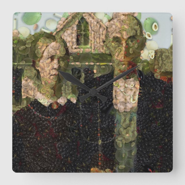 Vegan Gothic Fine Art Spoof Square Wall Clock (Front)