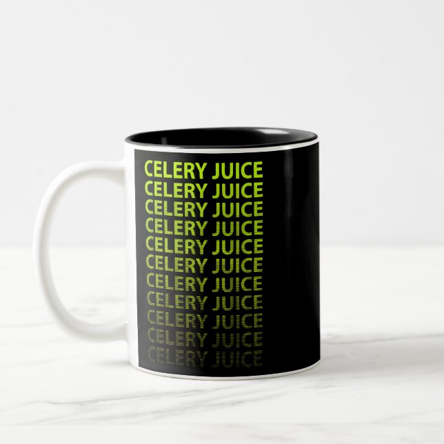 Vegan Green Celery Juice Two-Tone Coffee Mug (Left)