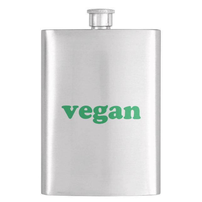 "vegan" green letters hip flask (Front)