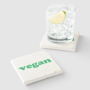 "vegan" green letters stone coaster