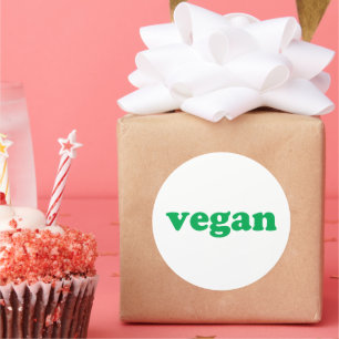 "vegan" green letters, white background classic round sticker