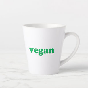 "vegan" green letters, white background latte mug